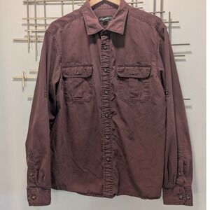 Eddie Bauer‎ Long Sleeve Button Up Shirt Mens Sz XL Burgundy Work Utility Casual